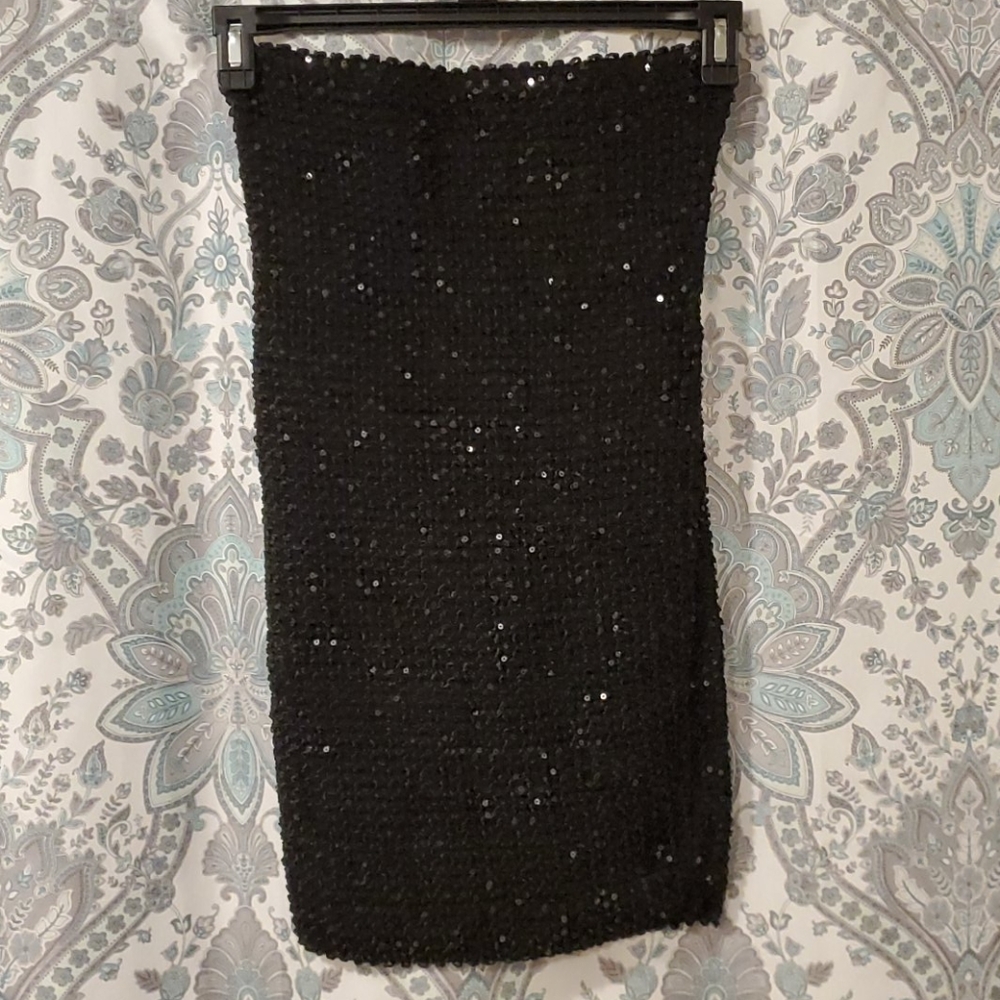 Sparkly Black Bodycon Tube Dress